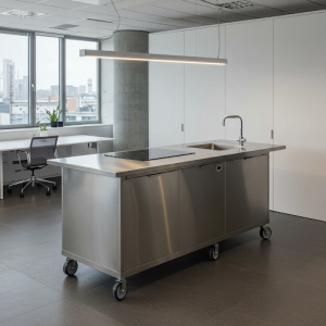 Modern office movable kitchen island.