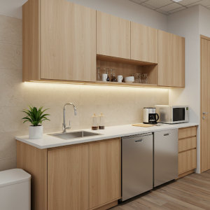 Simple office kitchenette design. 