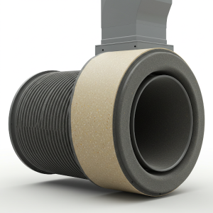 Ventilation system noise-absorbing casing.