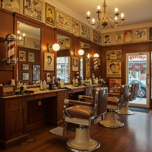 Vintage barbershop layout.