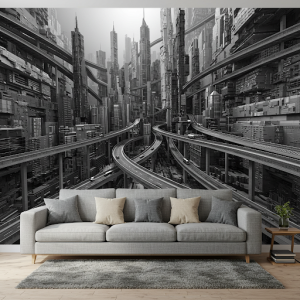 Abstract Cityscapes 3D wallpaper mural