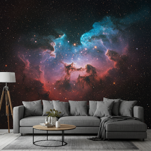 Artistic outer space wallpaper printing.