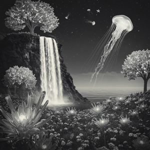 Blending natural elements with dreamlike or fantastical imagery, often creating unexpected juxtapositions.