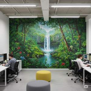 Boosting employee productivity with nature mural art.