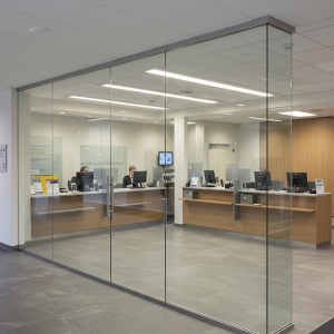 Commercial bank soundproof glass partition wall.