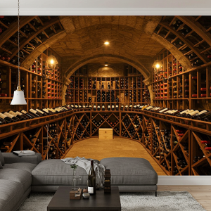 Custom Design 3d Wallpaper Mural of a Wine Cellar Perspective