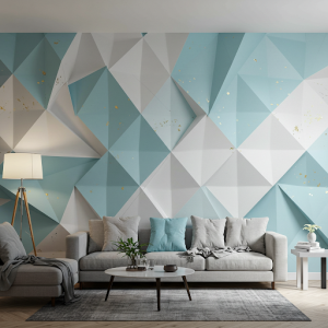 Custom-made Origami Architecture wallpaper mural.