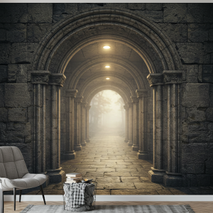 Custom-made Stone Archway Tunnel 3D Wallpaper Mural