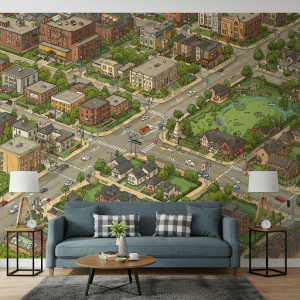 Street map custom-wallpaper printing