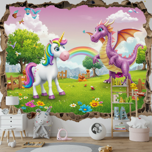 Fun and engaging custom 3D wallpaper for children, fantastical scenes gain an extra layer of wonder with 3D elements. 