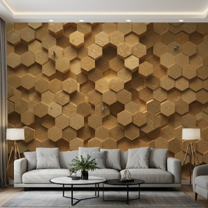 Hexagonal Honeycomb Custom-made 3D Wallpaper Mural