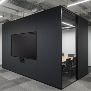 Mass loaded vinyl (MLV) meeting room partition wall