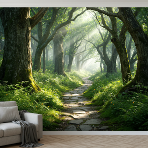 Mystical Forest Path 3D Wallpaper Mural