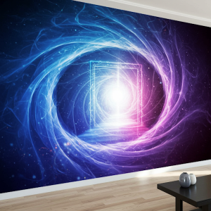 Portal to Another World Custom 3D Wallpaper Mural: A swirling vortex or a glowing doorway that seems to lead to a different dimension. 
