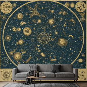Vintage celestial full wall art.