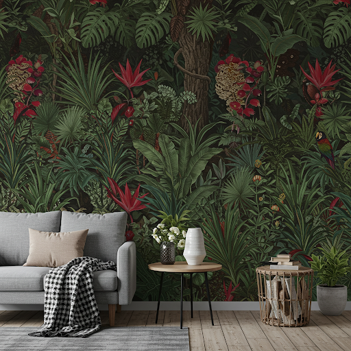 bold and dramatic jungle print wallpaper mural. bold and dramatic jungle print wallpaper mural.