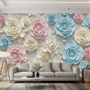 custom-made 3d floral wallpaper mural.