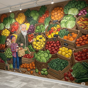 organic food store art mural