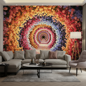 personalized 3D wallpaper of a blooming floral tunnel 
