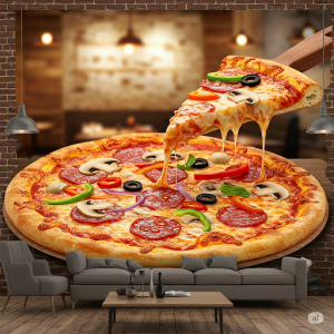 3d pizza wallpaper mural.