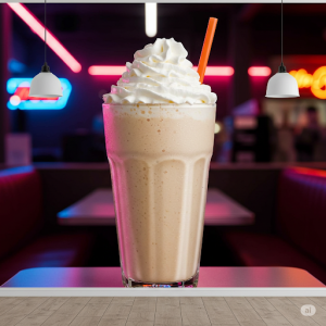 A Milkshake with Whipped Cream Fast Food Wallpaper Mural.