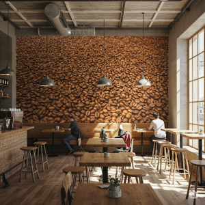 A coffee shop textured coffee bean wallpaper mural