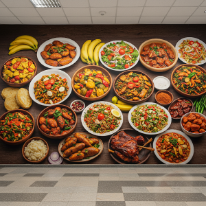 A large, realistic African food mural 