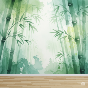 A soft, dreamy mural with a painted, watercolour effect.