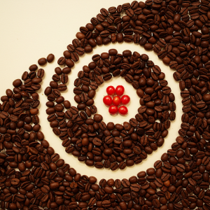  A visually striking display of roasted coffee beans Cafe Mural.
