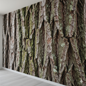 Tree Bark Wallpaper Mural: A wall covering that realistically imitates the unique textures of tree bark.