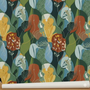 Abstract Botanical Patterns Wall Covering
