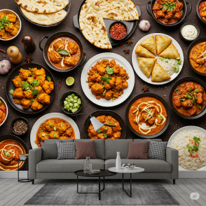 An Indian Restaurant Menu wall mural. 