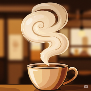 Stylized depiction of the fragrant steam rising from a hot cup of coffee.