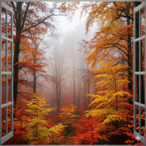 Autumnal Haze Forest Wallpaper