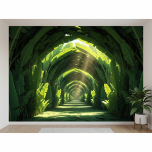 Banana leaves forest hallway wallpaper mural