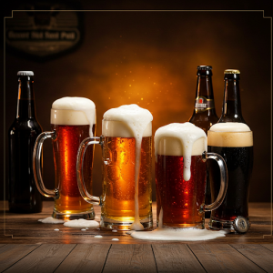 Beer mugs with visible foam home bar mural