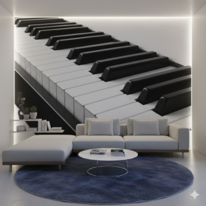 Black and White Piano Keys Custom Music Wallpaper