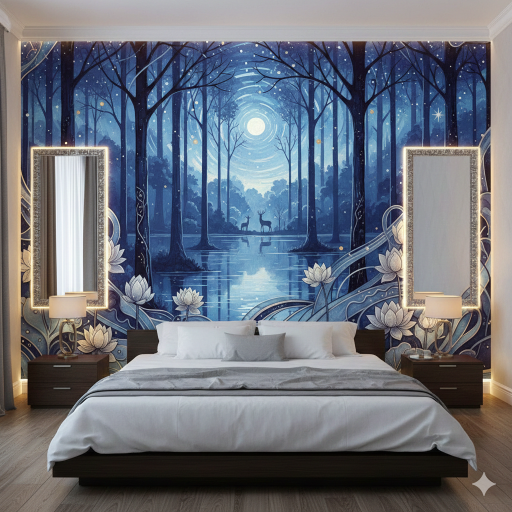 Blue forest mural for adults Blue forest mural for adults