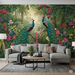 Botanical Beauty Living Room Wall Mural. 