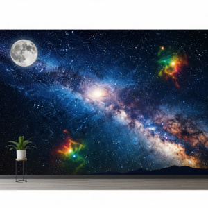 Celestial Scene Wallpaper: A mural depicting starry night skies.