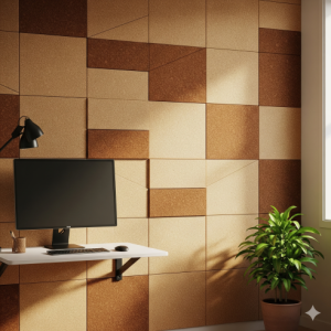 Cork office wall covering.
