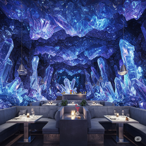 Crystallized Look Restaurant Wallpaper Mural.