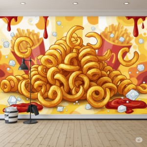Curly Fries Fast Food Wallpaper Mural