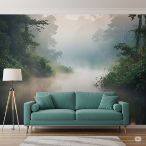 Ephemeral River Mist Living Room Wallpaper Mural