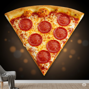 Giant Pepperoni Pizza Slice Wallpaper Mural. A close-up, mouth-watering view of a single, perfect pepperoni slice.