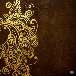 Gold on a Rich Background Wallpaper. Elegant gold forming Mehndi patterns on a deep earthy background.