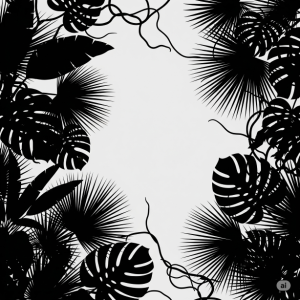 High-Contrast Silhouette Jungle Bedroom Wallpaper