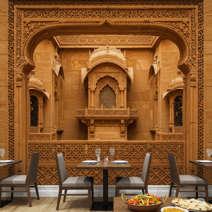 Indian Restaurant Sandstone Architecture Wallpaper Mural