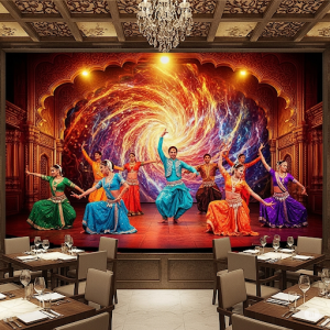 Indian dance restaurant wallpaper mural.