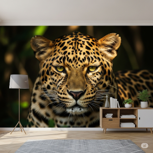 A mysterious and captivating close-up of a leopard's face or eyes emerging from dappled shadows.